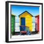 Awesome South Africa Collection Square - Colorful Beach Hut Cape Town - Yellow & Skyblue-Philippe Hugonnard-Framed Photographic Print