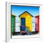 Awesome South Africa Collection Square - Colorful Beach Hut Cape Town - Yellow & Skyblue-Philippe Hugonnard-Framed Photographic Print