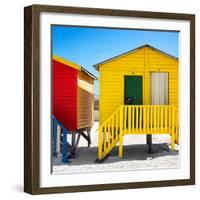 Awesome South Africa Collection Square - Colorful Beach Huts at Muizenberg - Cape Town II-Philippe Hugonnard-Framed Photographic Print