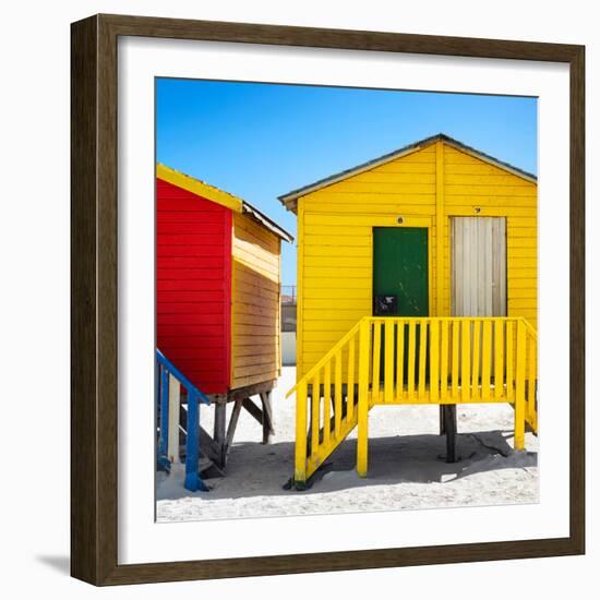 Awesome South Africa Collection Square - Colorful Beach Huts at Muizenberg - Cape Town II-Philippe Hugonnard-Framed Photographic Print