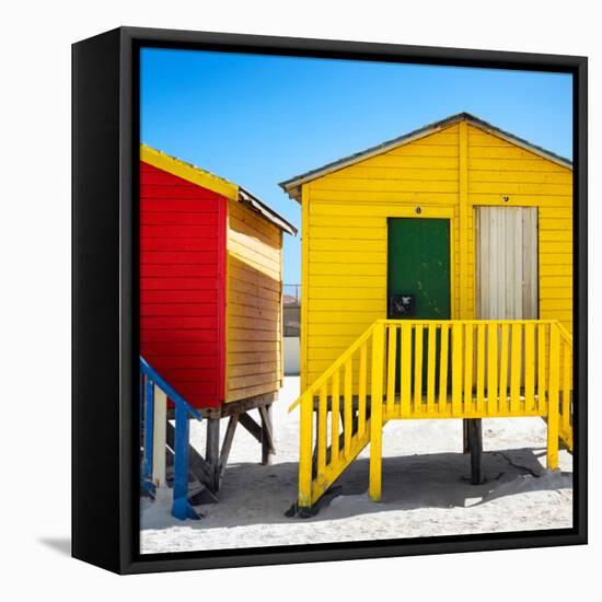 Awesome South Africa Collection Square - Colorful Beach Huts at Muizenberg - Cape Town II-Philippe Hugonnard-Framed Stretched Canvas
