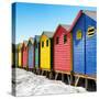 Awesome South Africa Collection Square - Colorful Beach Huts at Muizenberg - Cape Town III-Philippe Hugonnard-Stretched Canvas