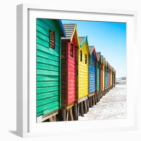 Awesome South Africa Collection Square - Colorful Beach Huts at Muizenberg - Cape Town IX-Philippe Hugonnard-Framed Photographic Print