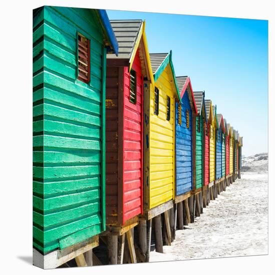 Awesome South Africa Collection Square - Colorful Beach Huts at Muizenberg - Cape Town IX-Philippe Hugonnard-Stretched Canvas