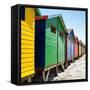 Awesome South Africa Collection Square - Colorful Beach Huts at Muizenberg - Cape Town V-Philippe Hugonnard-Framed Stretched Canvas