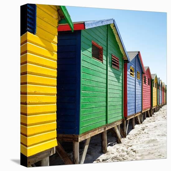 Awesome South Africa Collection Square - Colorful Beach Huts at Muizenberg - Cape Town V-Philippe Hugonnard-Stretched Canvas