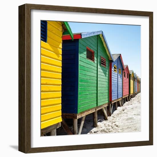 Awesome South Africa Collection Square - Colorful Beach Huts at Muizenberg - Cape Town V-Philippe Hugonnard-Framed Photographic Print