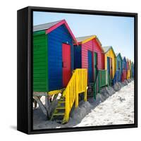 Awesome South Africa Collection Square - Colorful Beach Huts at Muizenberg - Cape Town-Philippe Hugonnard-Framed Stretched Canvas