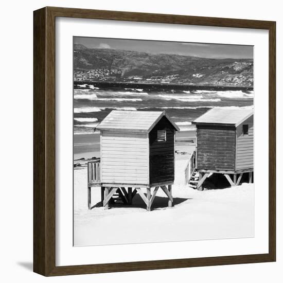 Awesome South Africa Collection Square - Colorful Beach Huts - Cape Town - B&W-Philippe Hugonnard-Framed Photographic Print