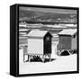Awesome South Africa Collection Square - Colorful Beach Huts - Cape Town - B&W-Philippe Hugonnard-Framed Stretched Canvas