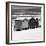 Awesome South Africa Collection Square - Colorful Beach Huts - Cape Town II B&W-Philippe Hugonnard-Framed Photographic Print