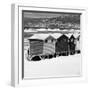 Awesome South Africa Collection Square - Colorful Beach Huts - Cape Town II B&W-Philippe Hugonnard-Framed Photographic Print