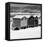 Awesome South Africa Collection Square - Colorful Beach Huts - Cape Town II B&W-Philippe Hugonnard-Framed Stretched Canvas