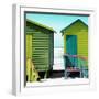 Awesome South Africa Collection Square - Colorful Beach Huts Cape Town - Lime & Greensea-Philippe Hugonnard-Framed Photographic Print