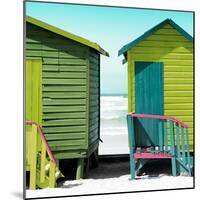 Awesome South Africa Collection Square - Colorful Beach Huts Cape Town - Lime & Greensea-Philippe Hugonnard-Mounted Photographic Print