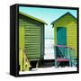 Awesome South Africa Collection Square - Colorful Beach Huts Cape Town - Lime & Greensea-Philippe Hugonnard-Framed Stretched Canvas