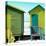 Awesome South Africa Collection Square - Colorful Beach Huts Cape Town - Lime & Greensea-Philippe Hugonnard-Stretched Canvas