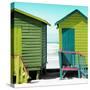 Awesome South Africa Collection Square - Colorful Beach Huts Cape Town - Lime & Greensea-Philippe Hugonnard-Stretched Canvas