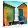 Awesome South Africa Collection Square - Colorful Beach Huts Cape Town - Orange & Teal-Philippe Hugonnard-Stretched Canvas