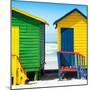 Awesome South Africa Collection Square - Colorful Beach Huts Cape Town - Yellow & Skyblue-Philippe Hugonnard-Mounted Photographic Print