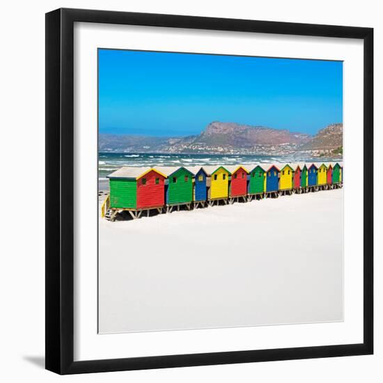 Awesome South Africa Collection Square - Colorful Beach Huts Cape Town-Philippe Hugonnard-Framed Photographic Print