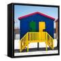 Awesome South Africa Collection Square - Colorful Beach Huts "Four & Five" Blue-Philippe Hugonnard-Framed Stretched Canvas