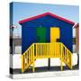 Awesome South Africa Collection Square - Colorful Beach Huts "Four & Five" Blue-Philippe Hugonnard-Stretched Canvas