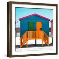 Awesome South Africa Collection Square - Colorful Beach Huts "Four & Five" Teal-Philippe Hugonnard-Framed Photographic Print