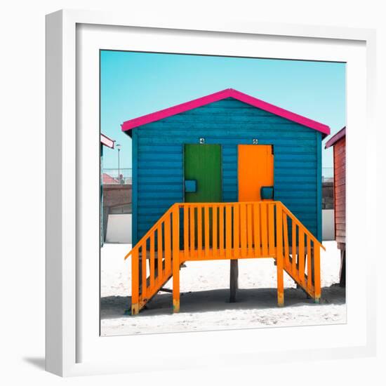 Awesome South Africa Collection Square - Colorful Beach Huts "Four & Five" Teal-Philippe Hugonnard-Framed Photographic Print