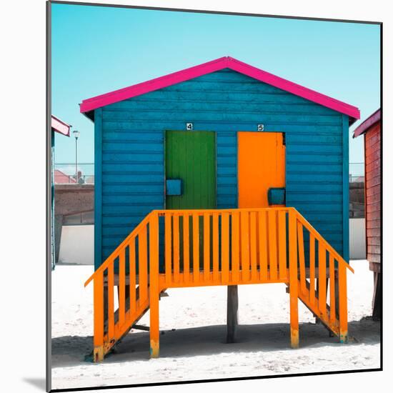 Awesome South Africa Collection Square - Colorful Beach Huts "Four & Five" Teal-Philippe Hugonnard-Mounted Photographic Print