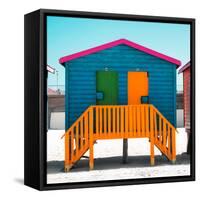 Awesome South Africa Collection Square - Colorful Beach Huts "Four & Five" Teal-Philippe Hugonnard-Framed Stretched Canvas