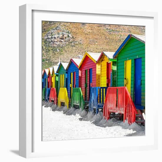 Awesome South Africa Collection Square - Colorful Beach Huts on Muizenberg - Cape Town II-Philippe Hugonnard-Framed Photographic Print