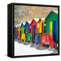 Awesome South Africa Collection Square - Colorful Beach Huts on Muizenberg - Cape Town II-Philippe Hugonnard-Framed Stretched Canvas