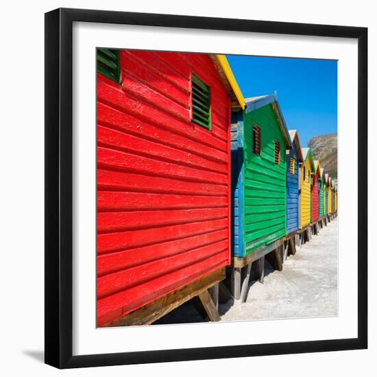 Awesome South Africa Collection Square - Colorful Beach Huts on Muizenberg II-Philippe Hugonnard-Framed Photographic Print