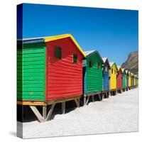 Awesome South Africa Collection Square - Colorful Beach Huts on Muizenberg-Philippe Hugonnard-Stretched Canvas