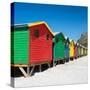 Awesome South Africa Collection Square - Colorful Beach Huts on Muizenberg-Philippe Hugonnard-Stretched Canvas