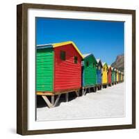 Awesome South Africa Collection Square - Colorful Beach Huts on Muizenberg-Philippe Hugonnard-Framed Photographic Print