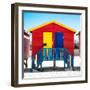 Awesome South Africa Collection Square - Colorful Beach Huts "Seven" Red-Philippe Hugonnard-Framed Photographic Print