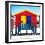 Awesome South Africa Collection Square - Colorful Beach Huts "Seven" Red-Philippe Hugonnard-Framed Photographic Print