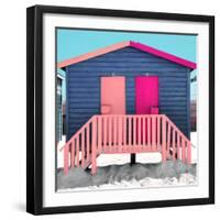 Awesome South Africa Collection Square - Colorful Beach Huts "Thirty One & Thirty Two" Blue"jean"-Philippe Hugonnard-Framed Photographic Print