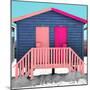 Awesome South Africa Collection Square - Colorful Beach Huts "Thirty One & Thirty Two" Blue"jean"-Philippe Hugonnard-Mounted Photographic Print