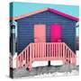 Awesome South Africa Collection Square - Colorful Beach Huts "Thirty One & Thirty Two" Blue"jean"-Philippe Hugonnard-Stretched Canvas