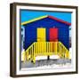 Awesome South Africa Collection Square - Colorful Beach Huts "Thirty One & Thirty Two" Blue-Philippe Hugonnard-Framed Photographic Print