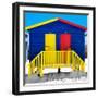 Awesome South Africa Collection Square - Colorful Beach Huts "Thirty One & Thirty Two" Blue-Philippe Hugonnard-Framed Photographic Print