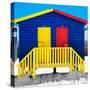 Awesome South Africa Collection Square - Colorful Beach Huts "Thirty One & Thirty Two" Blue-Philippe Hugonnard-Stretched Canvas