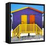 Awesome South Africa Collection Square - Colorful Beach Huts "Thirty One & Thirty Two" Purple-Philippe Hugonnard-Framed Stretched Canvas