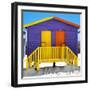 Awesome South Africa Collection Square - Colorful Beach Huts "Thirty One & Thirty Two" Purple-Philippe Hugonnard-Framed Photographic Print