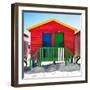 Awesome South Africa Collection Square - Colorful Beach Huts "Twelve & Thirteen" Red-Philippe Hugonnard-Framed Photographic Print