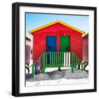 Awesome South Africa Collection Square - Colorful Beach Huts "Twelve & Thirteen" Red-Philippe Hugonnard-Framed Photographic Print