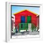 Awesome South Africa Collection Square - Colorful Beach Huts "Twelve & Thirteen" Red-Philippe Hugonnard-Framed Photographic Print